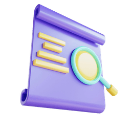 Ikona dokumentu z lupą - analiza materiałów