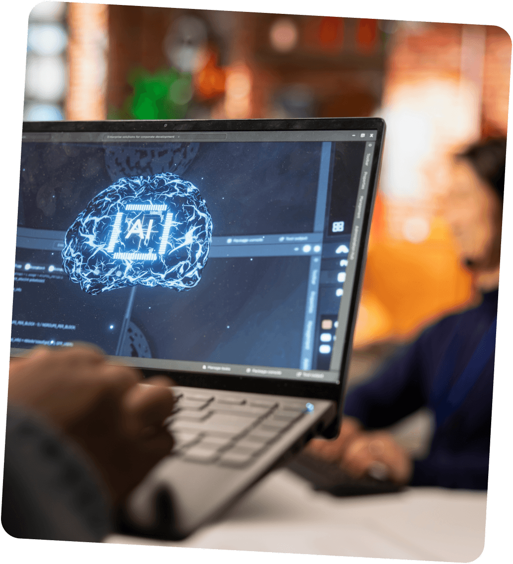 Laptop z wizualizacją AI – nauka sztucznej inteligencji